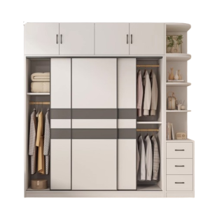 Tủ Quần Áo Gỗ GH-13008 – Thiết Kế Cửa Lùa Hiện Đại, Kèm Kệ Trưng Bày Tiện Dụng
