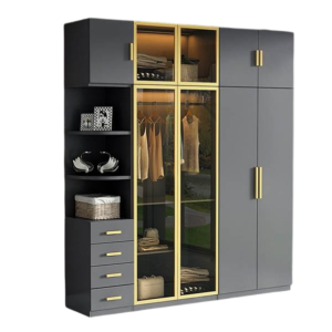 Mẫu tủ nhôm kính đẹp có kệ đồ tiện lợi sang trọng – Lựa chọn đột phá cho phòng ngủ hiện đại GH-13020