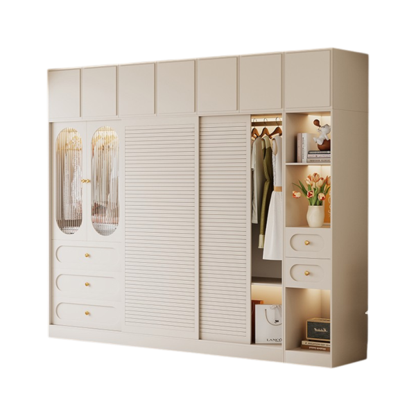 Tủ Quần Áo Cánh Lùa Kết Hợp Cánh Kính Hiện Đại GH-13037