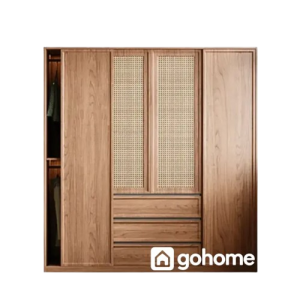 Tủ áo cửa lùa điểm cánh mây nổi bật – Tinh tế và cá tính trong từng đường nét GH-13015