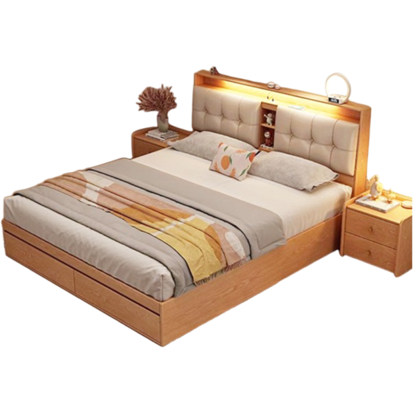Giường Ngủ Với Nệm Đầu Giường Tiện Nghi GH-11005