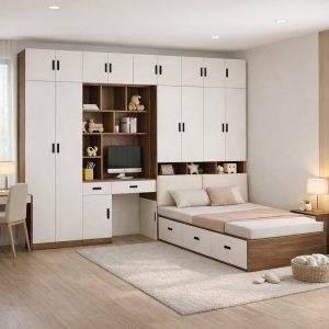 Combo Giường Ngủ Kết Hợp Tủ Quần Áo Và Bàn Làm Việc Đầy Đủ Tiện Nghi GH-15013