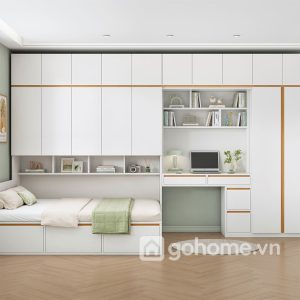 Combo Giường Ngủ Kết Hợp Với Tủ Quần Áo Kèm Bàn Học Hiện Đại GH-15003