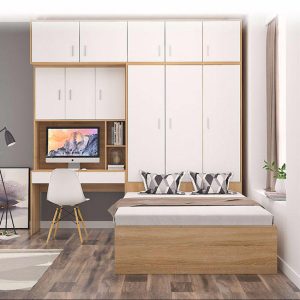 Combo Giường Ngủ Kết Hợp Tủ Quần Áo Và Bàn Làm Việc Gỗ MDF Cao Cấp GH-15012