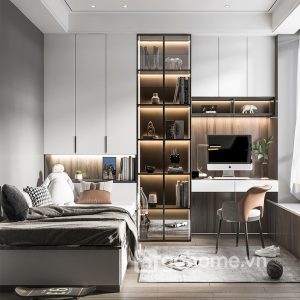 Combo Giường Ngủ Kết Hợp Tủ Quần Áo, Bàn Học Kèm Giá Sách GH-11005