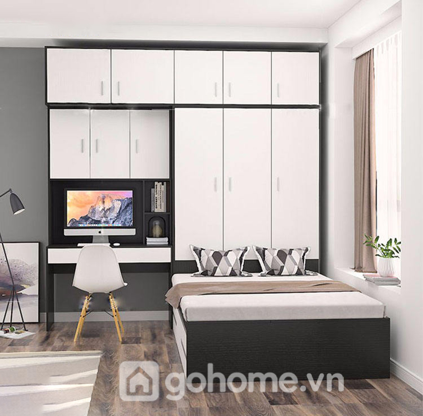 Combo Giường Ngủ Kết Hợp Tủ Quần Áo Và Bàn Làm Việc Gỗ MDF Cao Cấp GH-15012 - Ảnh 4