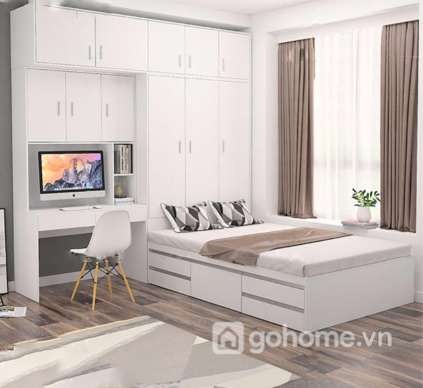 Combo Giường Ngủ Kết Hợp Tủ Quần Áo Và Bàn Làm Việc Gỗ MDF Cao Cấp GH-15012 - Ảnh 2