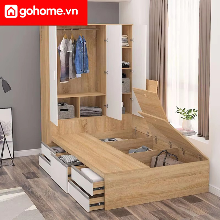 Combo Giường Ngủ Kết Hợp Tủ Quần Áo Và Bàn Làm Việc Gỗ MDF Cao Cấp GH-15012 - Ảnh 5