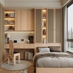 Combo Giường Ngủ Kết Hợp Tủ Quần Áo Cánh Mây Và Bàn Trang Điểm Phong Cách Hiện Đại GH-15011