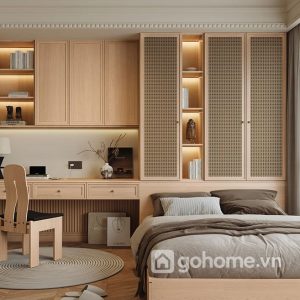 Combo Giường Ngủ Kết Hợp Tủ Quần Áo Cánh Mây Và Bàn Trang Điểm Phong Cách Hiện Đại GH-15011