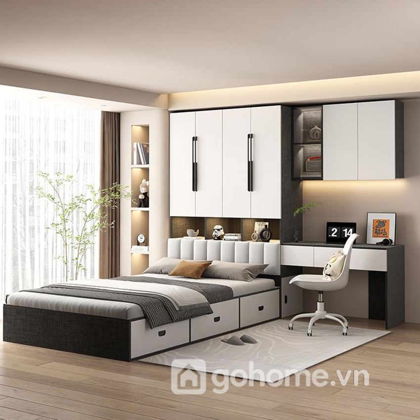 Combo Giường Hộp Đa Năng Kết Hợp Tủ Quần Áo Cùng Bàn Trang Điểm Đơn Giản GH-15018