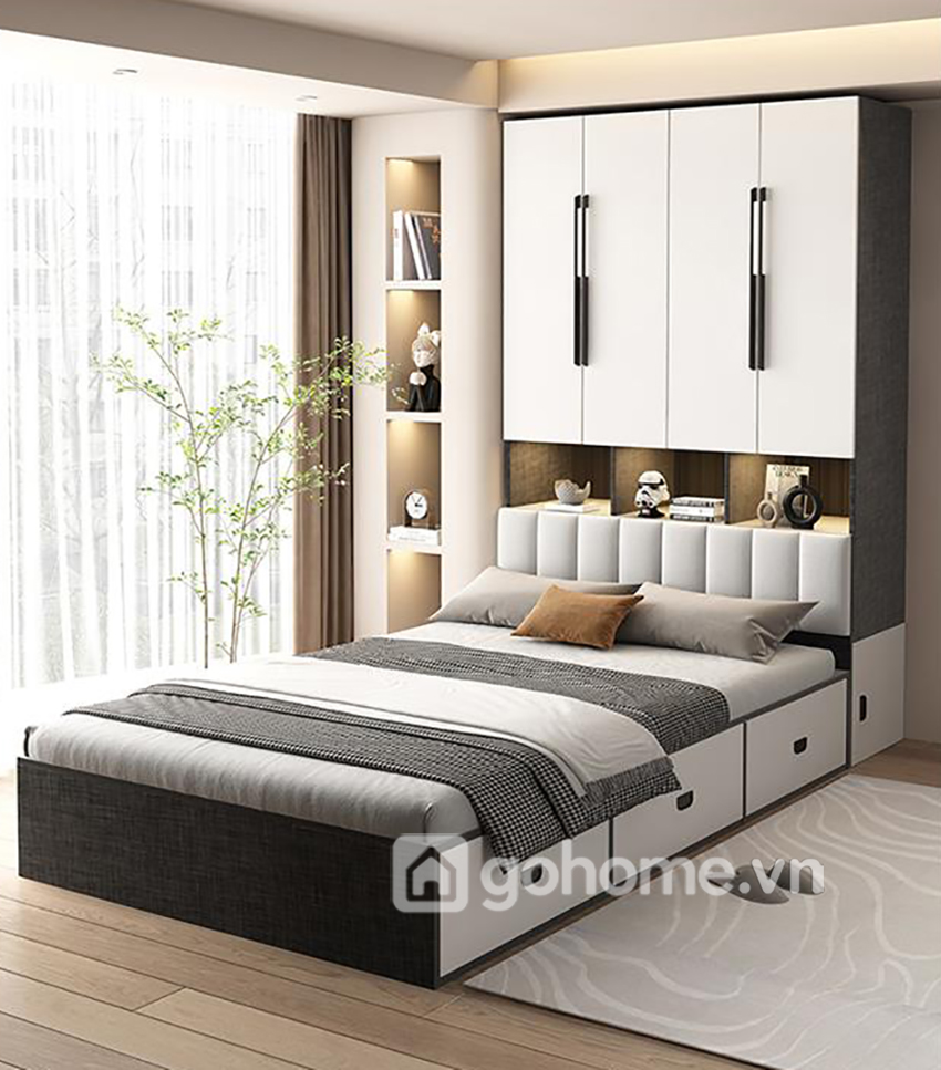 Combo Giường Hộp Đa Năng Kết Hợp Tủ Quần Áo Cùng Bàn Trang Điểm Đơn Giản GH-15018 - Ảnh 12