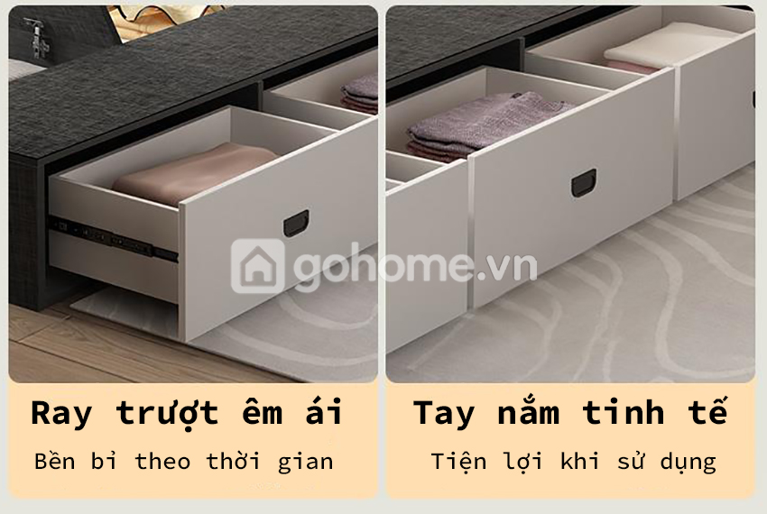 Combo Giường Hộp Đa Năng Kết Hợp Tủ Quần Áo Cùng Bàn Trang Điểm Đơn Giản GH-15018 - Ảnh 9