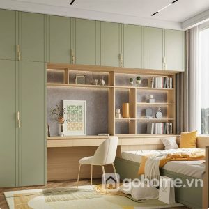 Combo Giường Ngủ Kèm Giá Sách, Tủ Quần Áo Và Bàn Làm Việc GH-15000