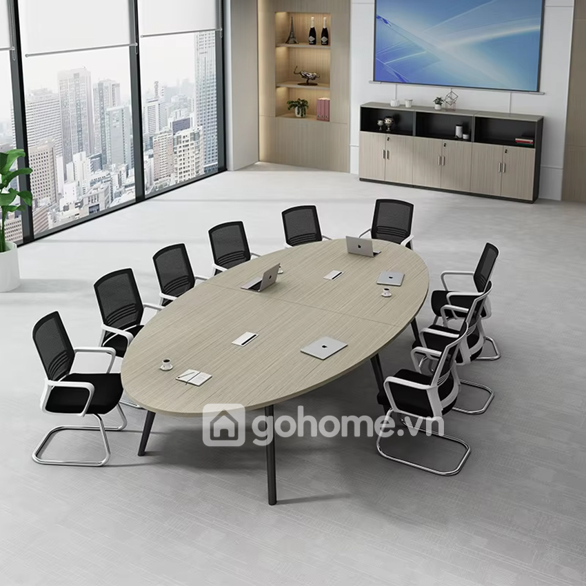 Bàn Họp Hình Oval Chân Gỗ Tự Nhiên Hiện Đại GH-23007 - Ảnh 2
