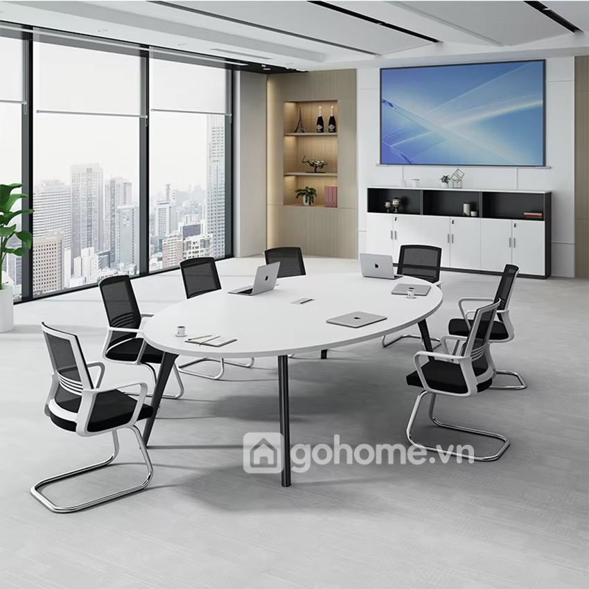 Bàn Họp Hình Oval Chân Gỗ Tự Nhiên Hiện Đại GH-23007 - Ảnh 5