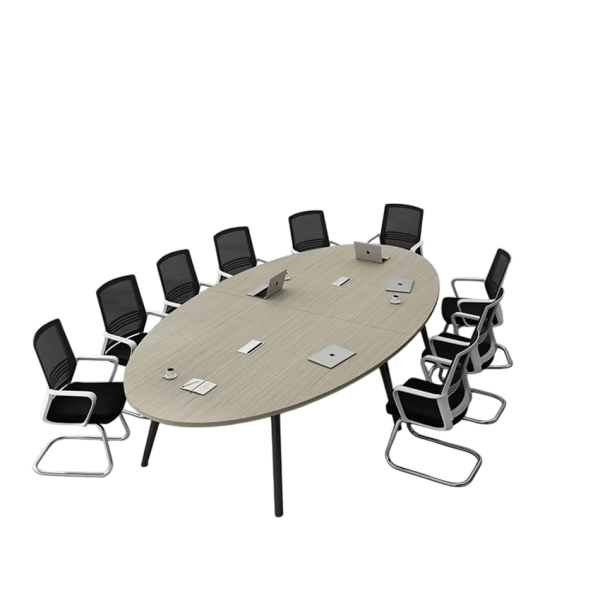 Bàn Họp Hình Oval Chân Gỗ Tự Nhiên Hiện Đại GH-23007