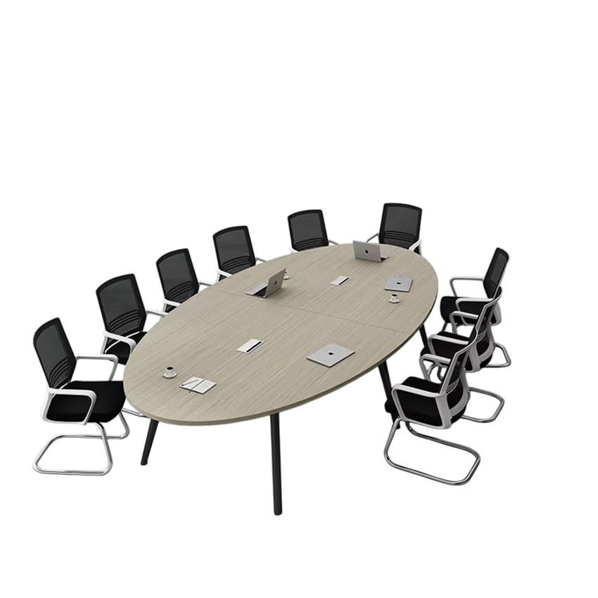 Bàn Họp Hình Oval Chân Gỗ Tự Nhiên Hiện Đại GH-23007