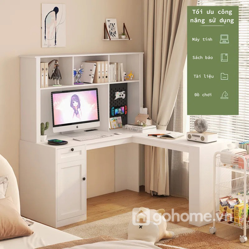 Bàn Làm Việc Chữ L Kèm Kệ Hiện Đại GH-71021 - Ảnh 4