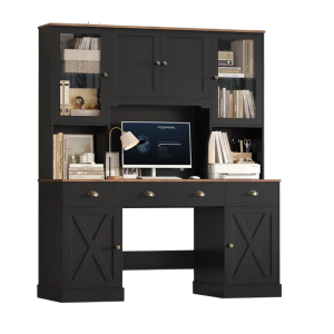 Bàn Làm Việc Gỗ MDF Kèm Cánh Kính Hiện Đại GH-71006