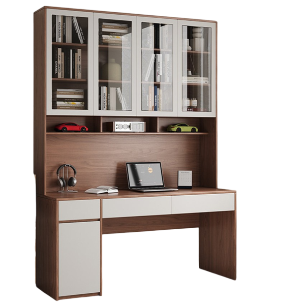 Bàn Học Liền Giá Sách Cánh Kính Hiện Đại GH-72037