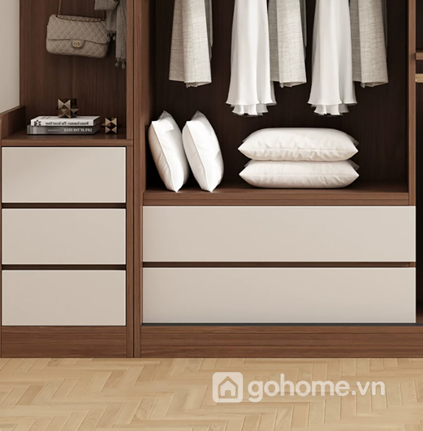 Tủ Áo Cánh Lùa Kèm Kệ Trang Trí Thiết Kế Hiện Đại GH-13080 - Ảnh 5