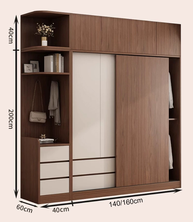 Tủ Áo Cánh Lùa Kèm Kệ Trang Trí Thiết Kế Hiện Đại GH-13080 - Ảnh 4