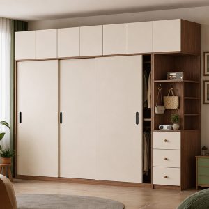 Tủ Quần Áo Cửa Lùa Kịch Trần Màu Kem Hiện Đại GH-13087