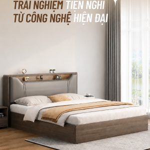 Giường Ngủ Bọc Nệm Đầu Giường Có Kệ Để Đồ Hiện Đại GH GH- GH-11046