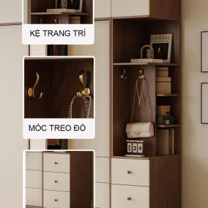 Tủ Quần Áo Cửa Lùa Kịch Trần Màu Kem Hiện Đại GH-13087