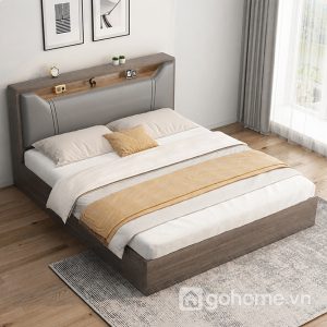 Giường Ngủ Bọc Nệm Đầu Giường Có Kệ Để Đồ Hiện Đại GH-11046