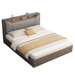 Giường Ngủ Bọc Nệm Đầu Giường Có Kệ Để Đồ Hiện Đại GH-11046