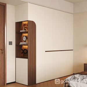 Tủ Quần Áo Cánh Phẳng Kèm Kệ Trang Trí Đèn Led GH-13088