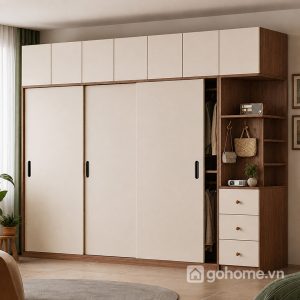 Tủ Quần Áo Cửa Lùa Kịch Trần Màu Kem Hiện Đại GH-13087