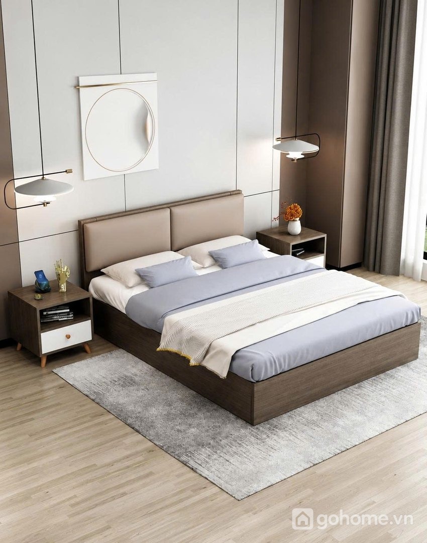 Giường Ngủ Bọc Nệm Đầu Giường Tối Giản Hiện Đại GH-11060 - hình ảnh thực tế 1