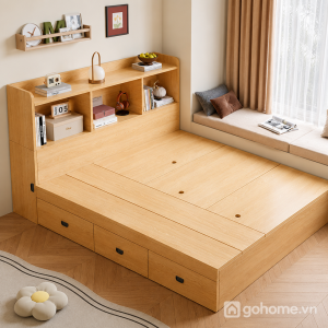 Giường Ngủ Gỗ Có Hộc Chứa Đồ Và Kệ Đầu Giường GH-11051 - ảnh chi tiết 3