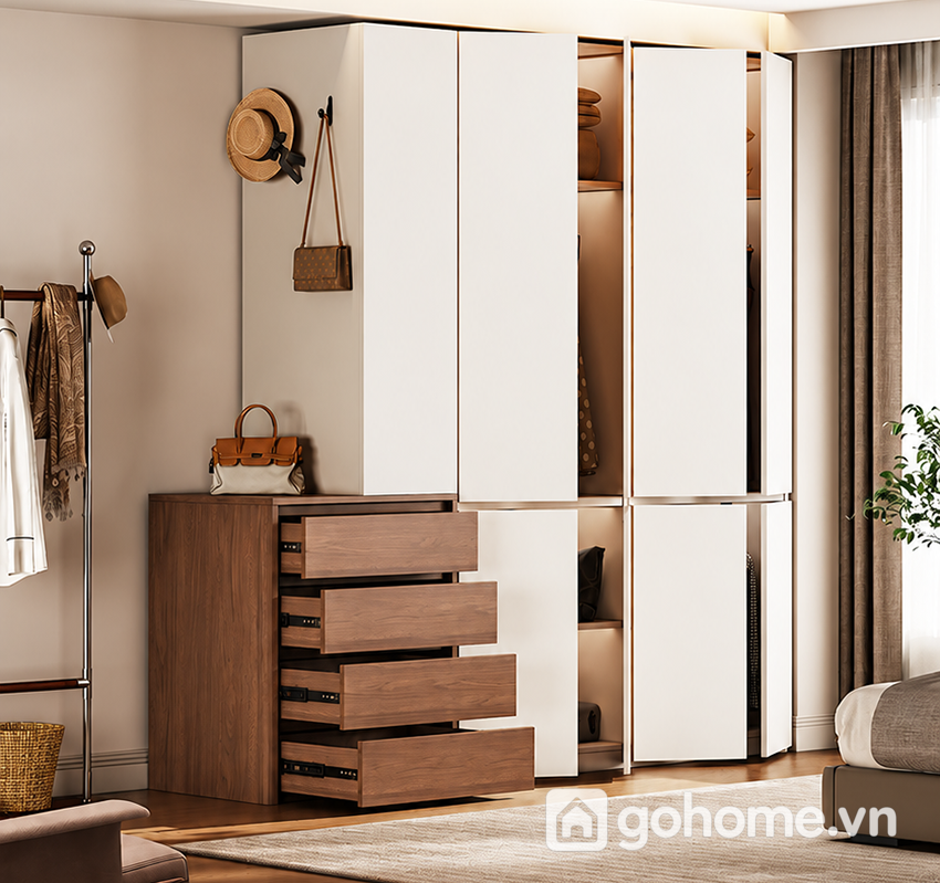 Tủ Quần Áo Phòng Ngủ Thiết Kế Tối Giản Hiện Đại GH-13084 - Ảnh 3