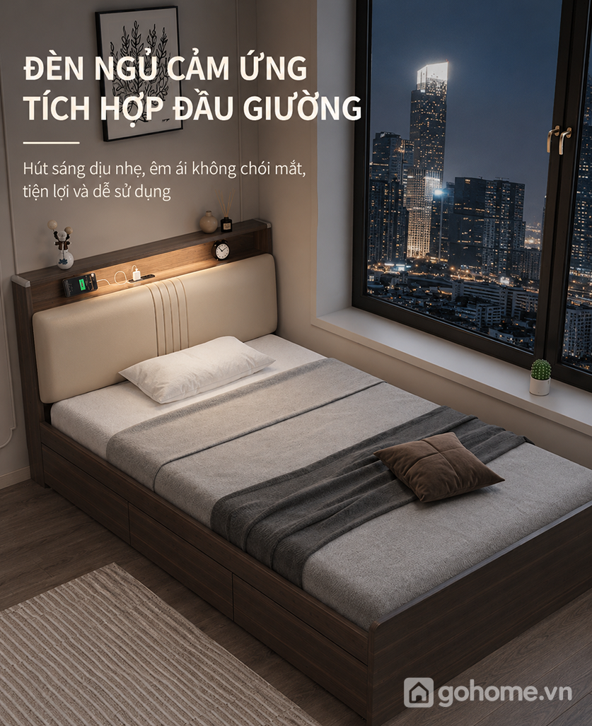 Không gian lưu trữ lớn giúp phòng ngủ gọn gàng