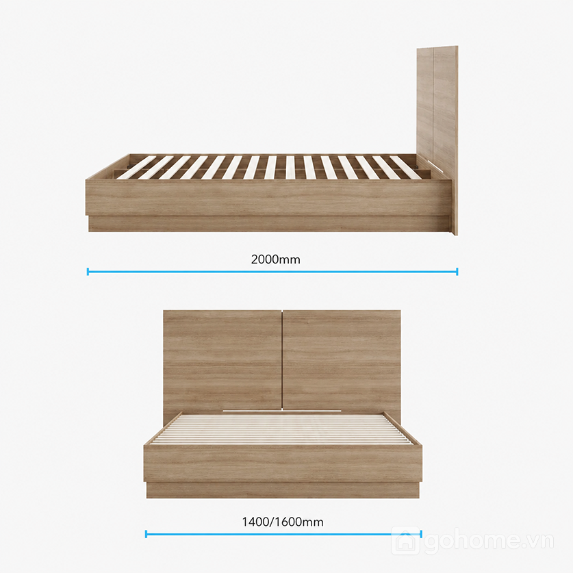 Kích thước chi tiết Giường Ngủ Gỗ Công Nghiệp Hiện Đại và Đơn Giản GH-11058