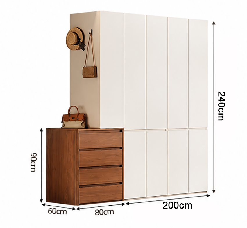 Kích thước chi tiết Tủ Quần Áo Phòng Ngủ Thiết Kế Tối Giản Hiện Đại GH-13084
