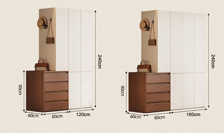Kích thước chi tiết Tủ Quần Áo Phòng Ngủ Thiết Kế Tối Giản Hiện Đại GH-13084