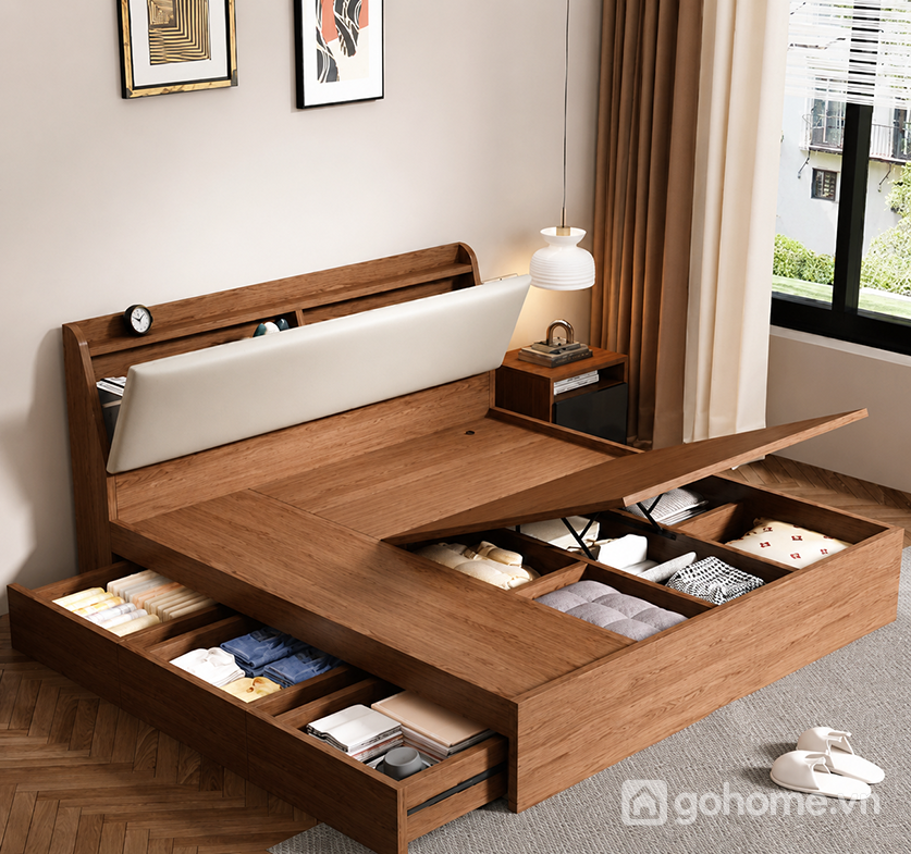 Nhiều không gian lưu trữ giúp phòng ngủ luôn gọn gàng