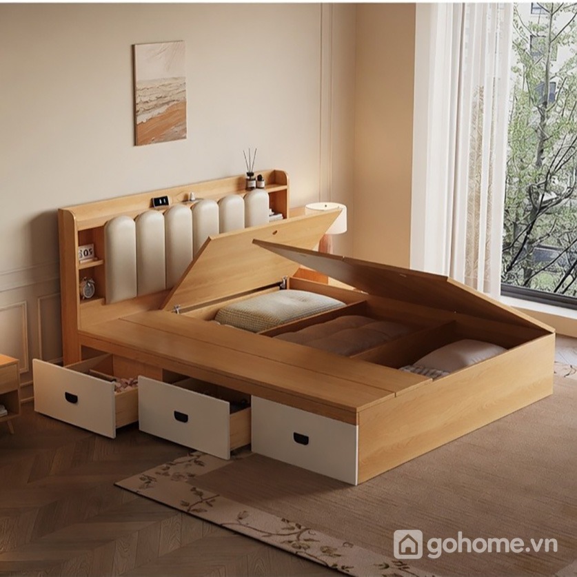 Nhiều ngăn chứa đồ giúp phòng ngủ luôn gọn gàng