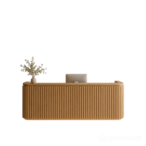 Quầy Lễ Tân Gỗ Nan Sọc Bo Cong Phong Cách Tối Giản GH-21061 - 1600x600x1000mm - GH-21061.2