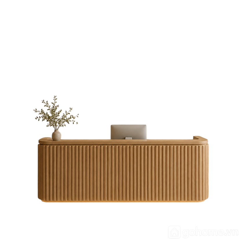 Quầy Lễ Tân Gỗ Nan Sọc Bo Cong Phong Cách Tối Giản GH-21061 - 1600x600x1000mm - GH-21061.2