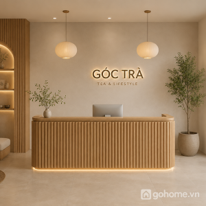 Quầy Lễ Tân Gỗ Nan Sọc Bo Cong Phong Cách Tối Giản GH-21061 - ảnh chi tiết 1