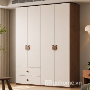 Tủ quần áo cánh trắng phối vân gỗ hiện đại GH-13089