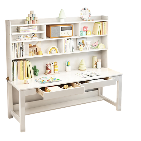 Bàn Học Đôi Trẻ Em Liền Giá Sách Hiện Đại GH-72044 - 1800x600x1700mm - GH-72044.2