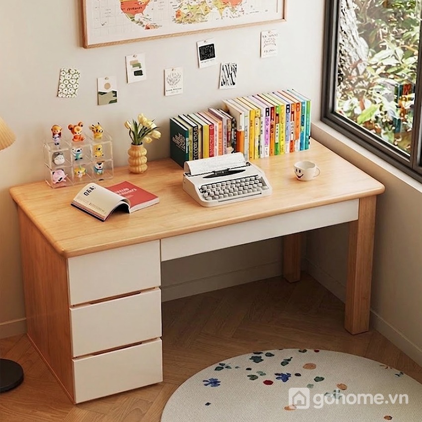 Bàn học gỗ công nghiệp 3 ngăn kéo tối giản cho không gian hiện đại