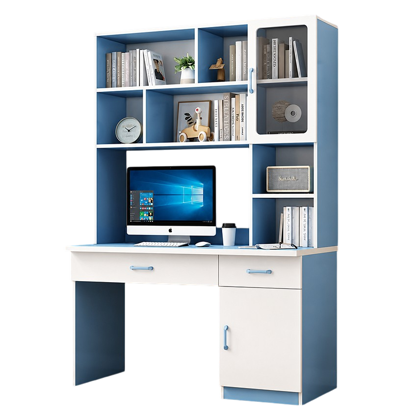 Bàn Học Liền Giá Sách Có Tủ Kính Lưu Trữ GH-72052 - 1400x600x1900mm - GH-72052.2